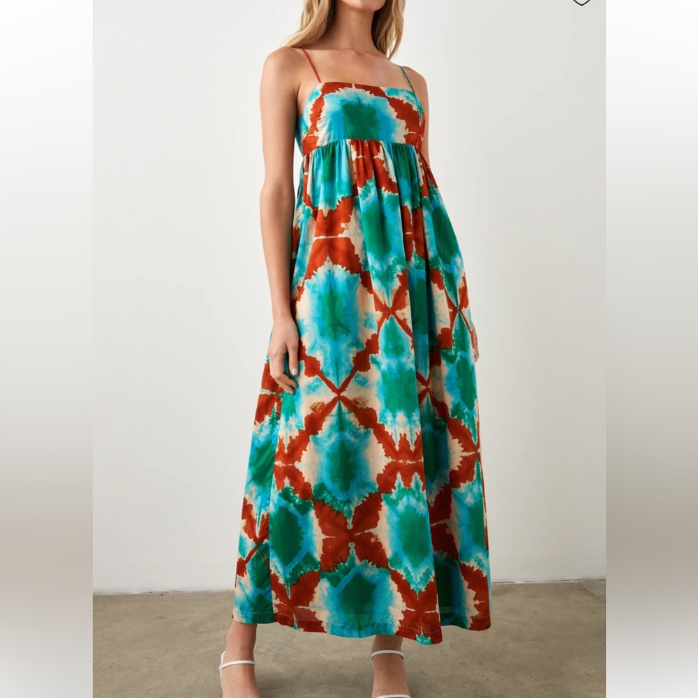 Rails Teal and Orange Tie-Dye Maxi Dress